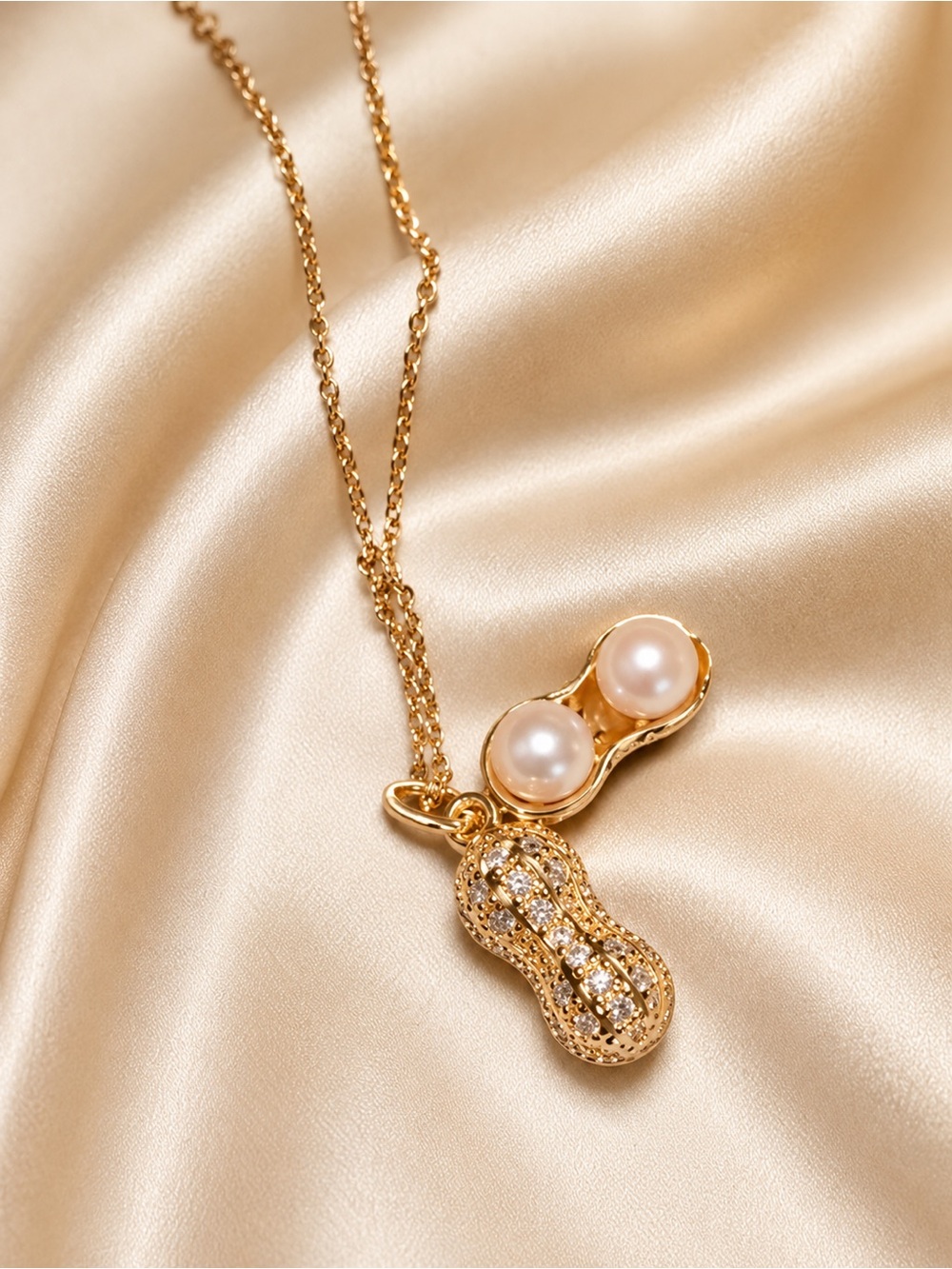 Pearl Peanut Pendant and 18” Chain